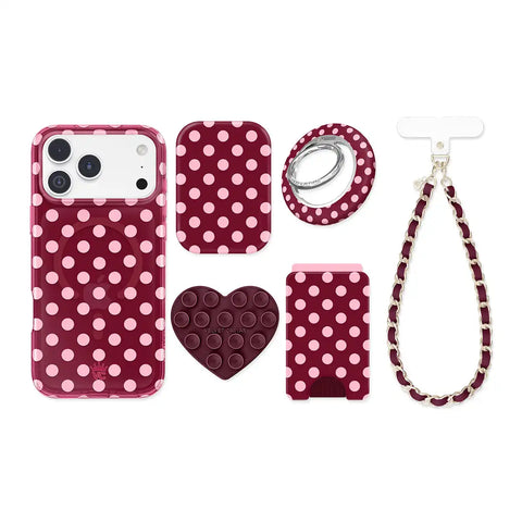 Raspberry Polka Dot iPhone Bundle Set