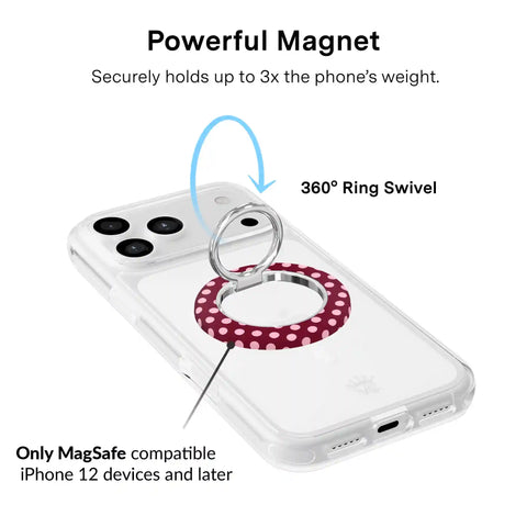 Raspberry Polka Dot MagSafe Grip Ring