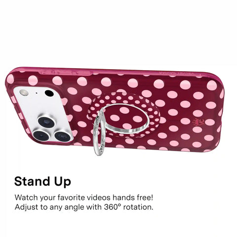 Raspberry Polka Dot MagSafe Grip Ring