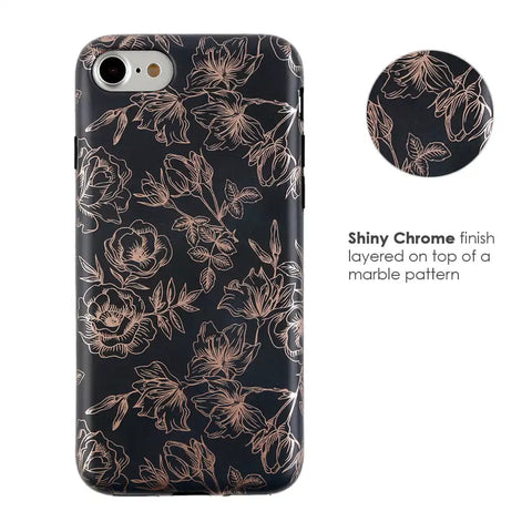 Floral Rose Gold Chrome iPhone Case