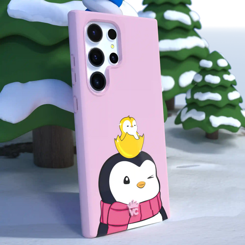 Pudgy Penguins Positive Pink Samsung Case