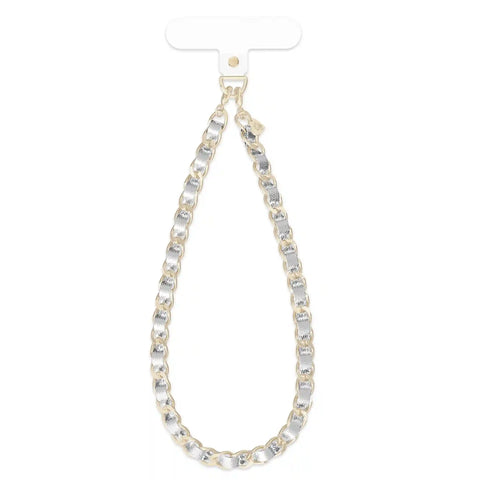 Silver Leather Chain Phone Charm