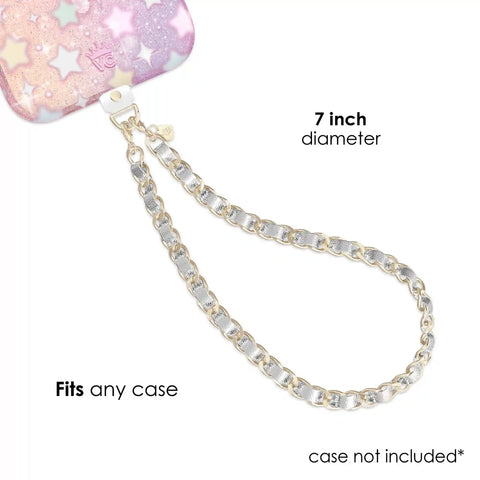 Silver Leather Chain Phone Charm