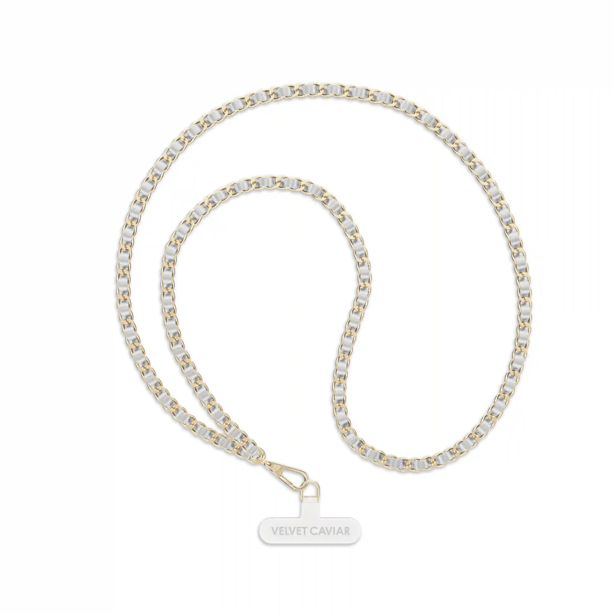 Silver Leather Chain Phone Crossbody Strap