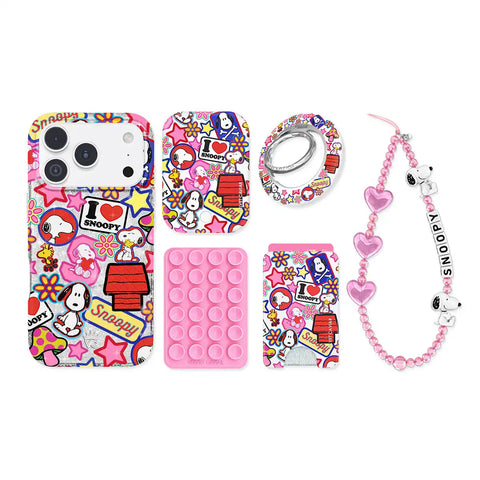 Snoopy Patchwork Glitter iPhone Bundle Set