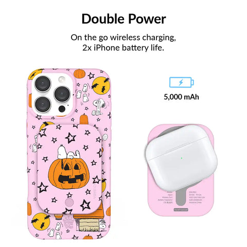 Snoopy Pink Pumpkin Portable MagSafe Charger Power Pack