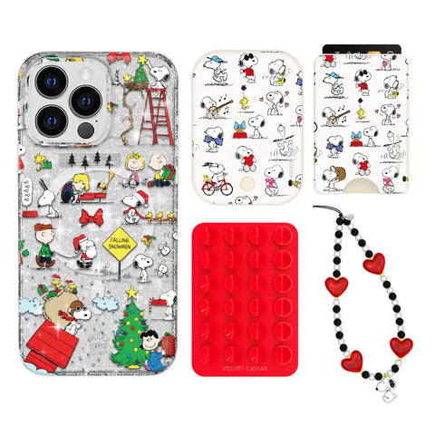 Snoopy Christmas Glitter iPhone Bundle Set - Wallet