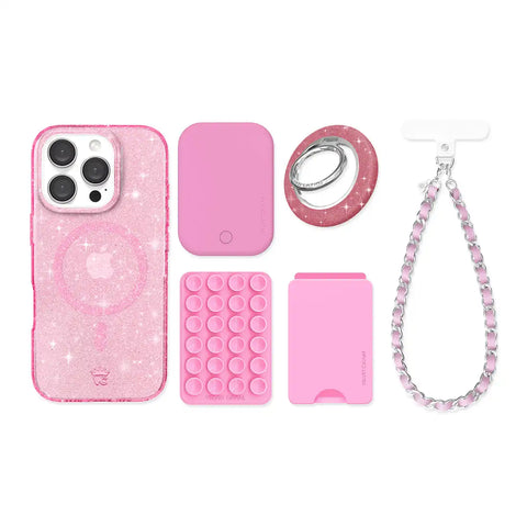 Pink Stardust Glitter iPhone Bundle Set