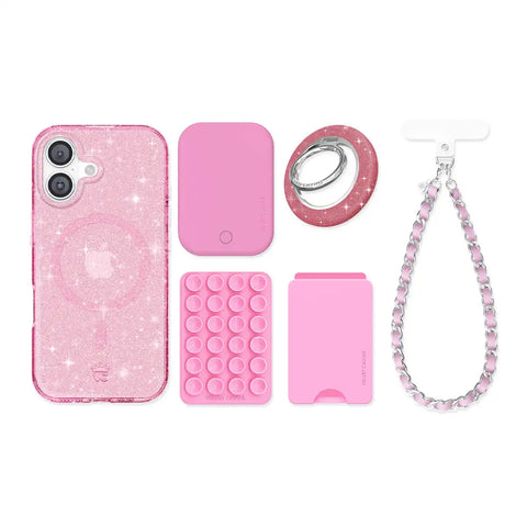 Pink Stardust Glitter iPhone Bundle Set