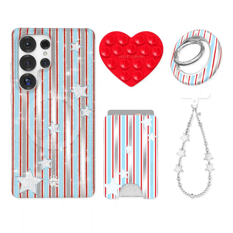 Stars & Stripes Glitter Samsung Bundle Set