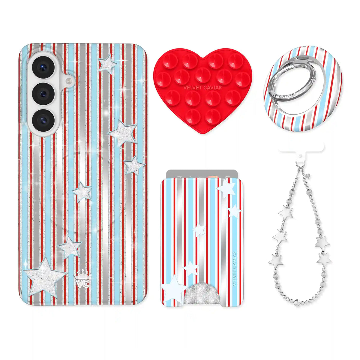 Stars & Stripes Glitter Samsung Bundle Set
