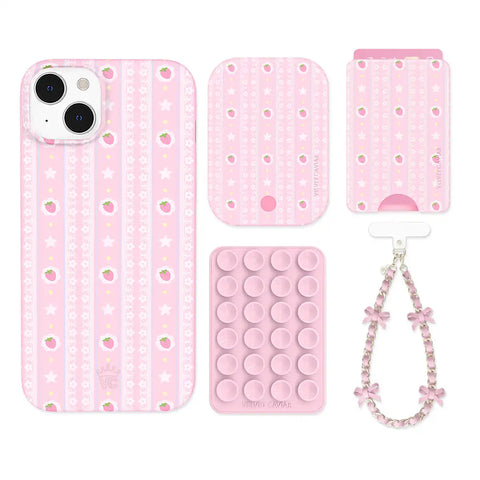 Strawberry Macaron iPhone Bundle Set - Wallet