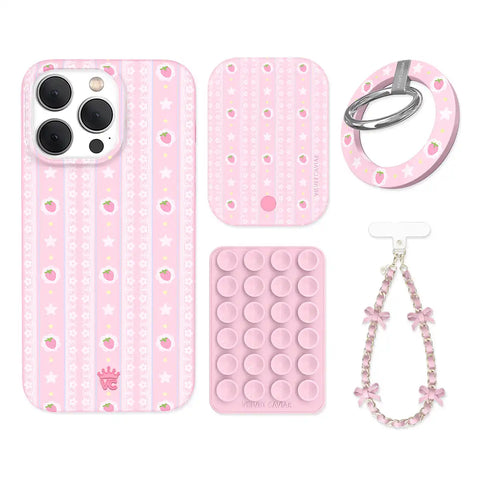 Strawberry Macaron iPhone Bundle Set - Grip