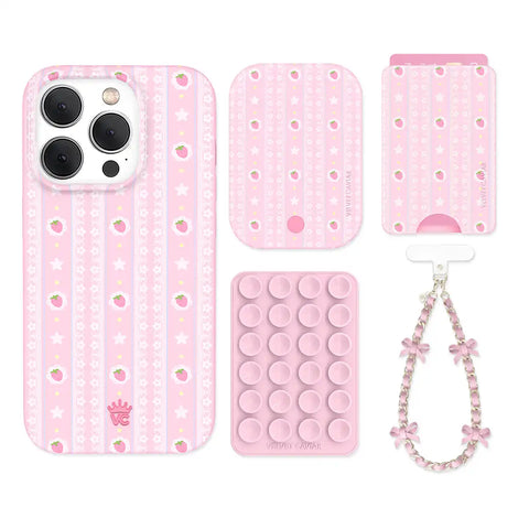 Strawberry Macaron iPhone Bundle Set - Wallet