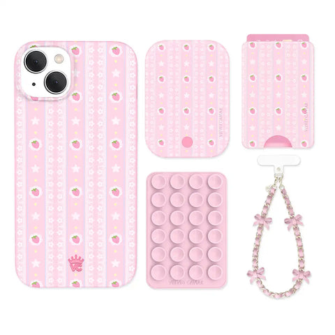 Strawberry Macaron iPhone Bundle Set - Wallet