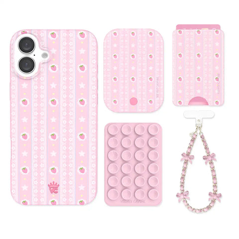 Strawberry Macaron iPhone Bundle Set - Wallet