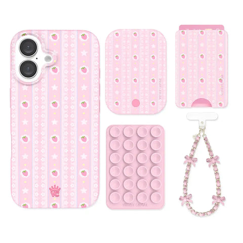 Strawberry Macaron iPhone Bundle Set - Wallet