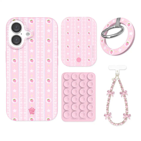 Strawberry Macaron iPhone Bundle Set - Grip