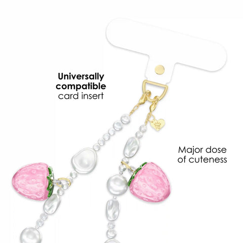 Strawberry Pearl Chain Phone Charm