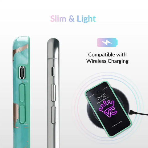 Turquoise Rose Gold Chrome iPhone Case