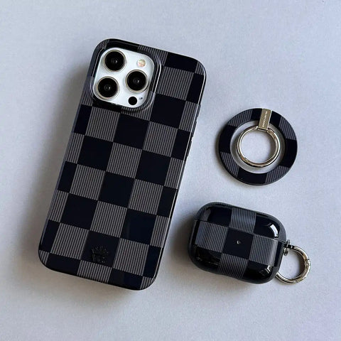 Noir Vibe Checkered AirPod Case