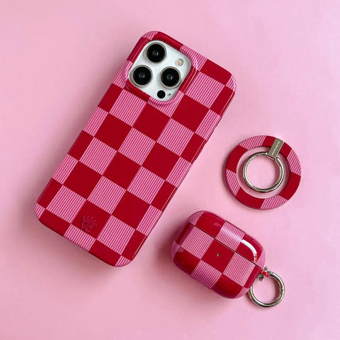 Rose Vibe Checkered AirPod Case