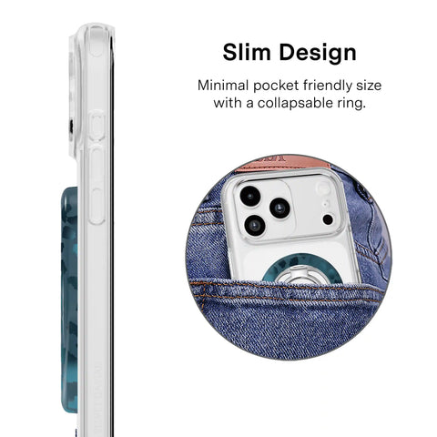 Metallic Navy Leopard MagSafe Grip Ring