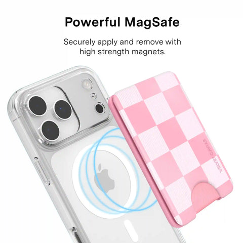 Pink Vibe Checkered Magsafe Wallet