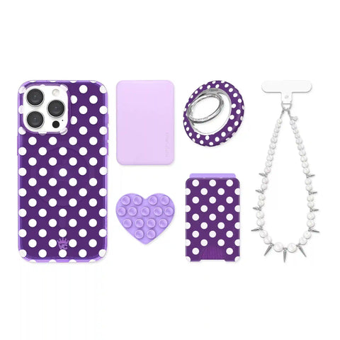Violet Glow Polka Dot iPhone Bundle Set