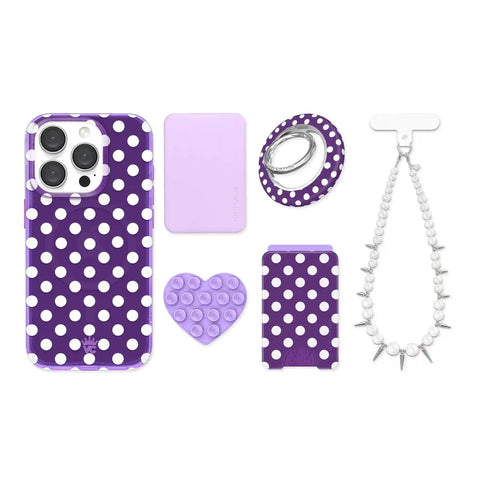 Violet Glow Polka Dot iPhone Bundle Set