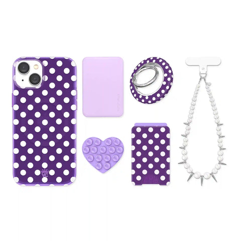 Violet Glow Polka Dot iPhone Bundle Set