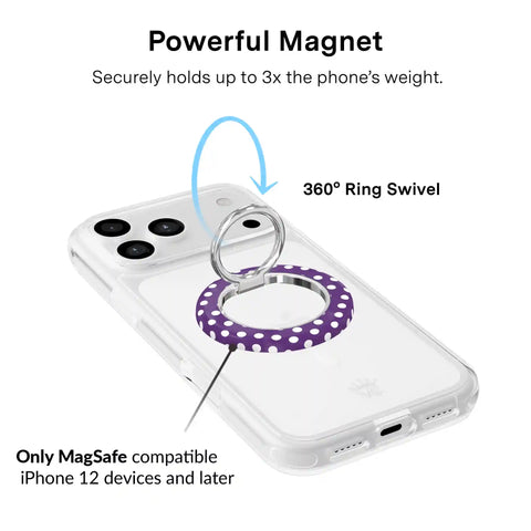 Violet Glow Polka Dot MagSafe Grip Ring