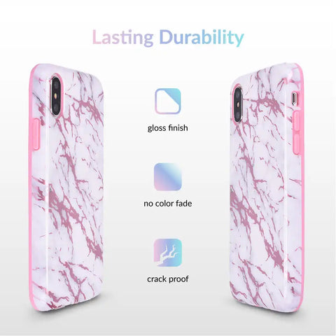 White Marble Pink Chrome iPhone Case