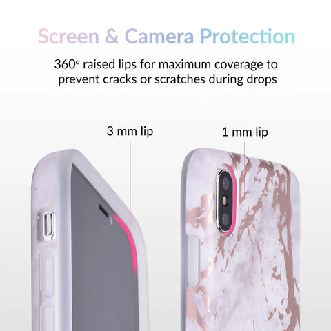 White Marble Rose Gold Chrome iPhone Case