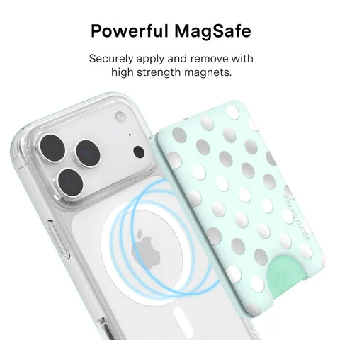 Mint Chrome Polka Dot MagSafe Wallet