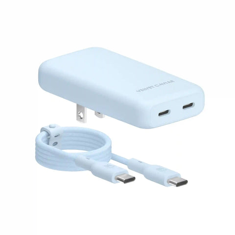 Whisper Blue Fast Charging Set, Dual Port Wall Adapter + 6ft USB-C Cable