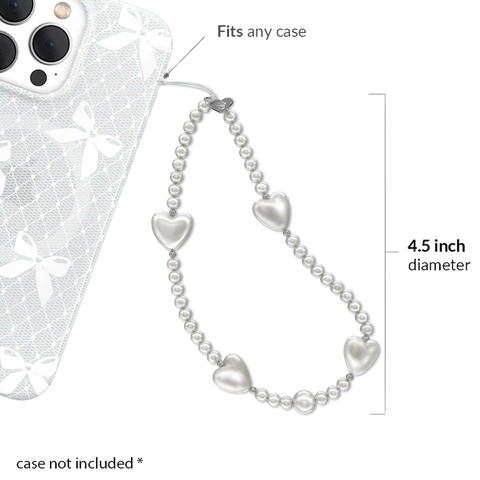 Vintage Pearl Heart Phone Charm
