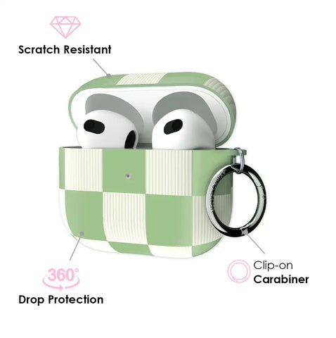 Pistachio Vibe Checkered AirPod Case
