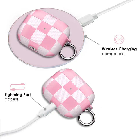 Pink Vibe Checkered AirPod Case