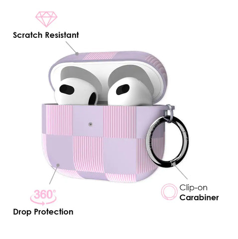 Lilac Vibe Checkered AirPod Case