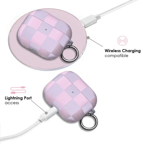 Lilac Vibe Checkered AirPod Case