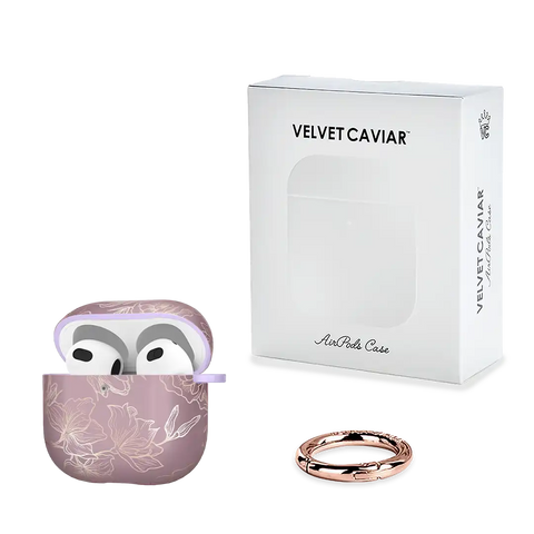 Dusty Rose Chrome Floral AirPods Case