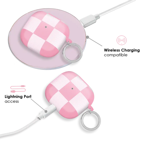 Pink Vibe Checkered AirPod Case