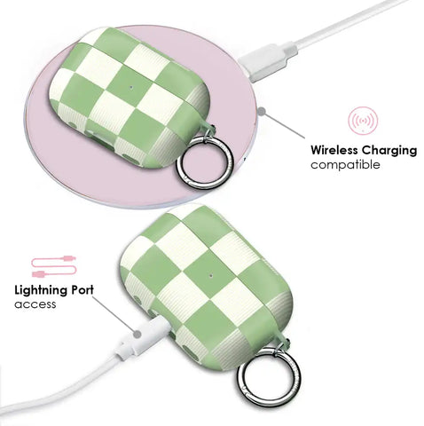 Pistachio Vibe Checkered AirPod Case