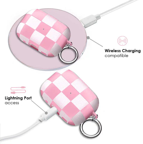 Pink Vibe Checkered AirPod Case