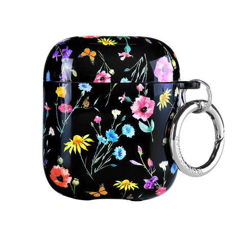 Black Wildflower AirPod Case