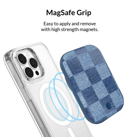 Denim Vibe Checkered Portable MagSafe Charger Power Pack