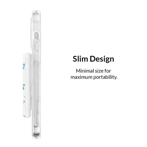 French Blue Floral Portable MagSafe Charger Power Pack