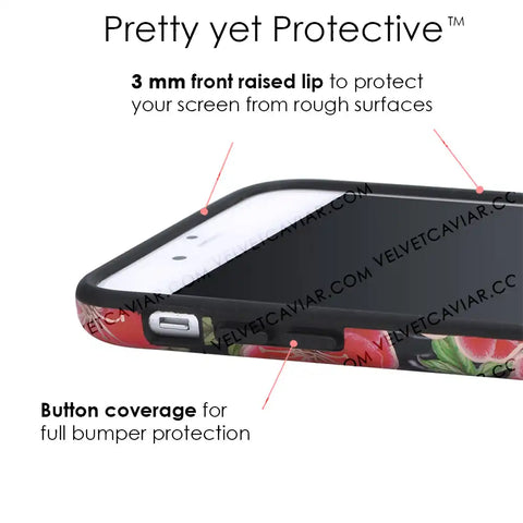 Black Hibiscus Rose Gold Chrome Floral iPhone Case