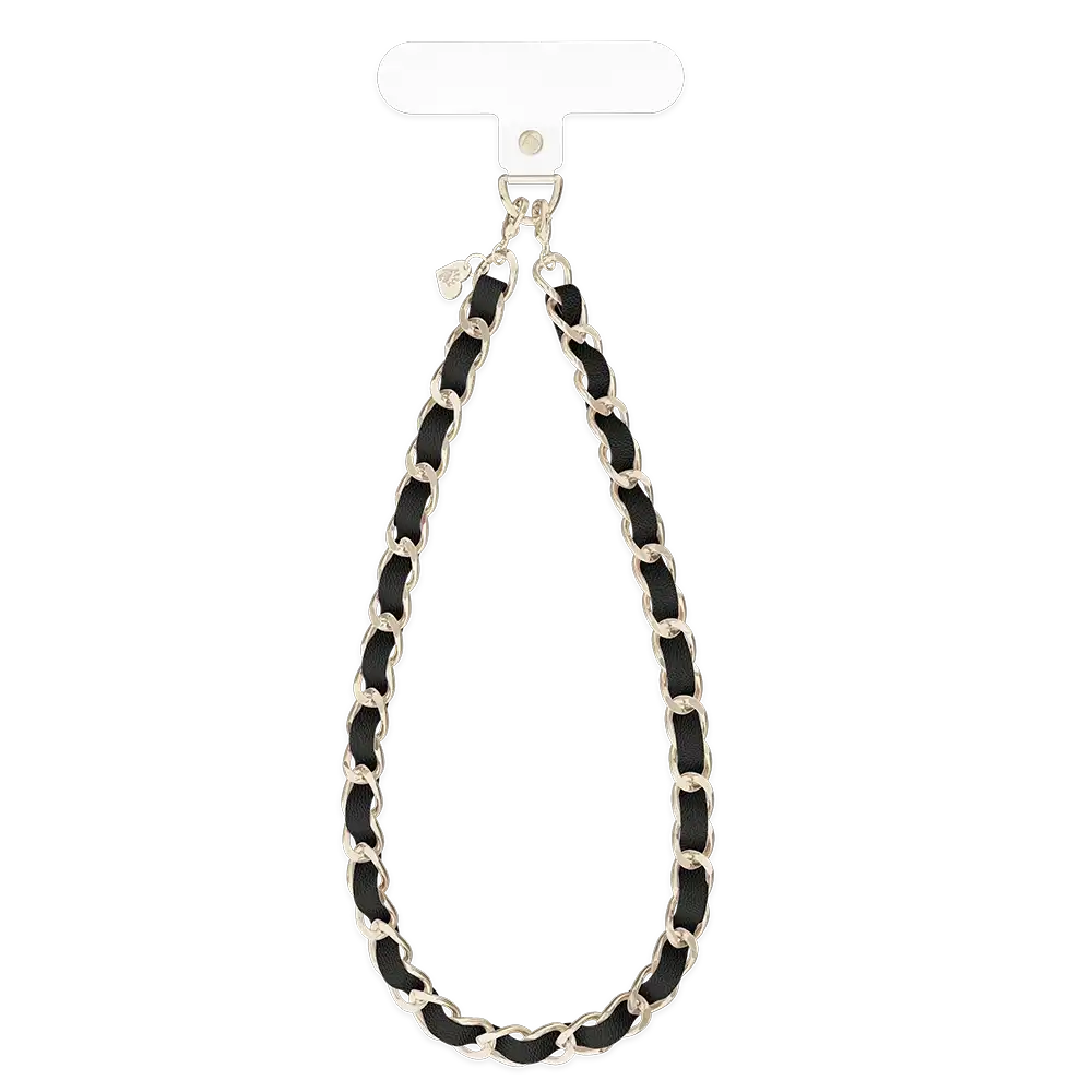 Black Leather Chain Phone Charm